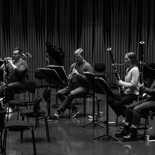 Recording Finnur Karlsson's concerto.                   Photo: Melkorka Líney Hafsteinsdóttir