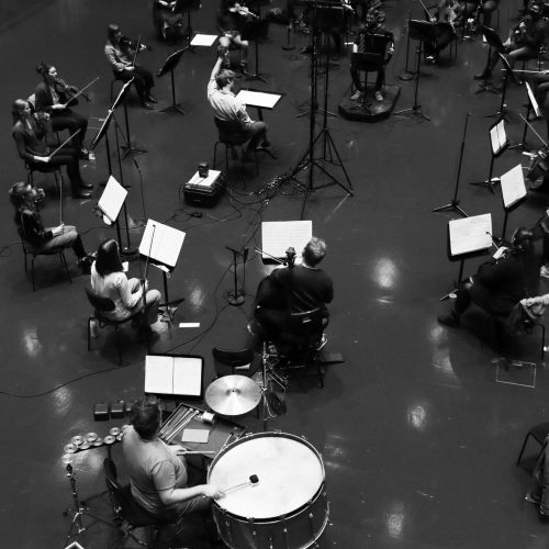 Recording Finnur Karlsson's concerto.                   Photo: Melkorka Líney Hafsteinsdóttir