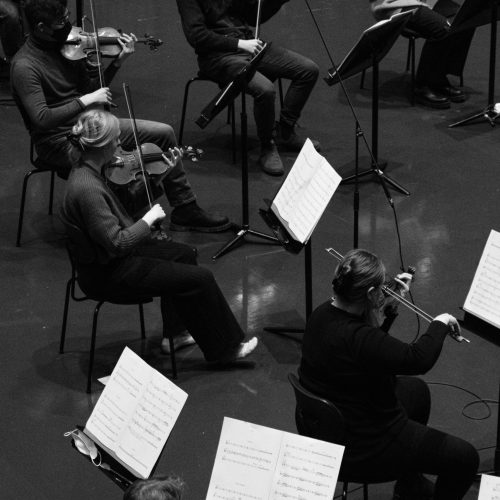 Recording Finnur Karlsson's concerto.                   Photo: Melkorka Líney Hafsteinsdóttir